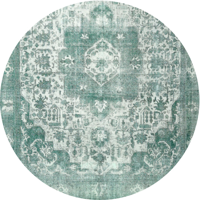 Square Machine Washable Traditional Cadet Blue Green Rug, wshtr3837