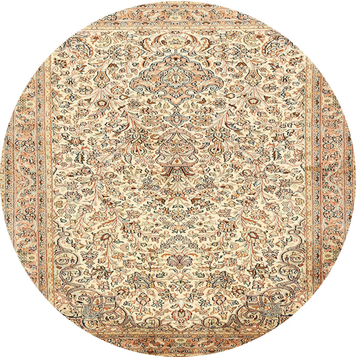 Round Traditional Khaki Gold Persian Rug, tr383