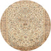 Round Traditional Khaki Gold Persian Rug, tr383