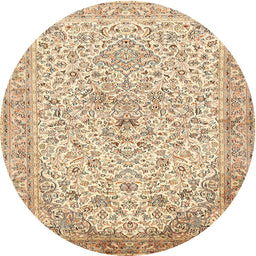 Square Machine Washable Traditional Khaki Gold Rug, wshtr383