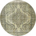 Round Traditional Dark Green Persian Rug, tr3840