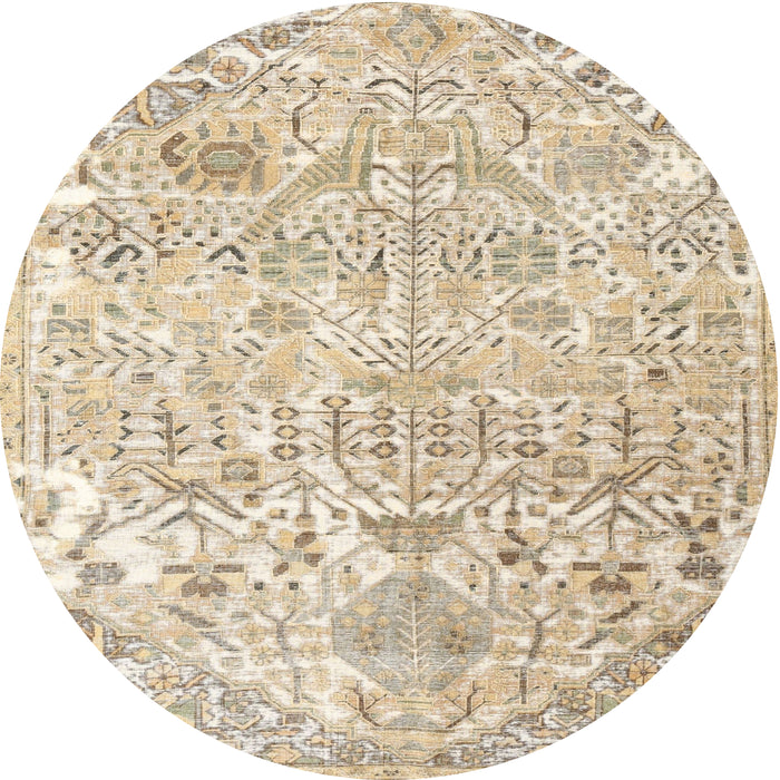 Round Traditional Deep Peach Orange Persian Rug, tr3842