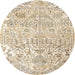 Round Traditional Deep Peach Orange Persian Rug, tr3842