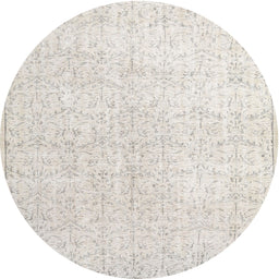 Round Traditional Pale Silver Gray Persian Rug, tr3844