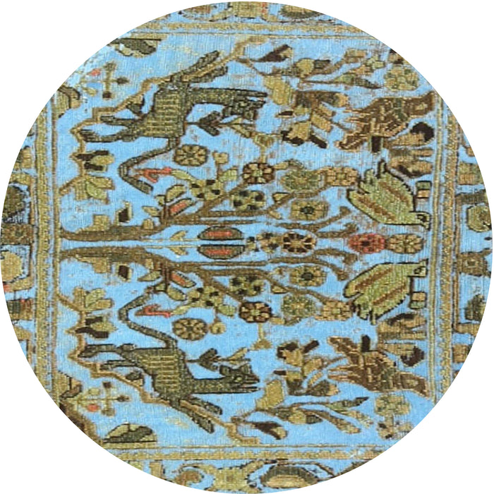 Square Machine Washable Traditional Blue Green Rug, wshtr3845
