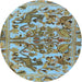 Round Traditional Blue Green Animal Rug, tr3845