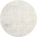 Round Traditional Dark White Beige Persian Rug, tr3849