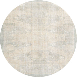 Round Traditional Pale Silver Gray Persian Rug, tr3852