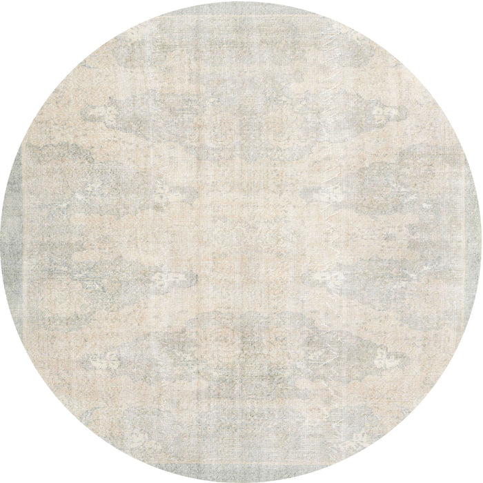 Round Traditional Pale Silver Gray Persian Rug, tr3852