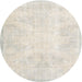 Round Traditional Pale Silver Gray Persian Rug, tr3852