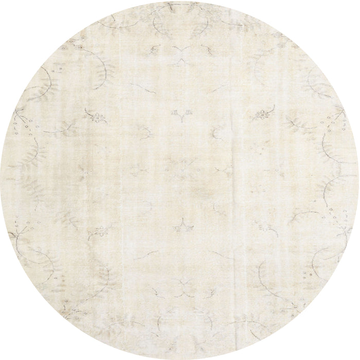 Round Traditional Champagne Beige Persian Rug, tr3853