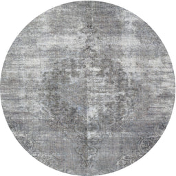 Round Traditional Gray Persian Rug, tr3855
