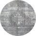 Square Machine Washable Traditional Grey Gray Rug, wshtr3855