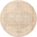 Round Traditional Deep Peach Orange Persian Rug, tr3857