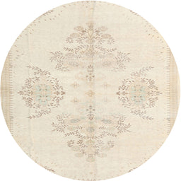 Round Traditional Deep Peach Orange Persian Rug, tr3859
