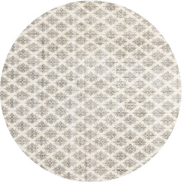 Round Traditional Champagne Beige Trellis Rug, tr3860