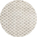 Round Traditional Champagne Beige Trellis Rug, tr3860