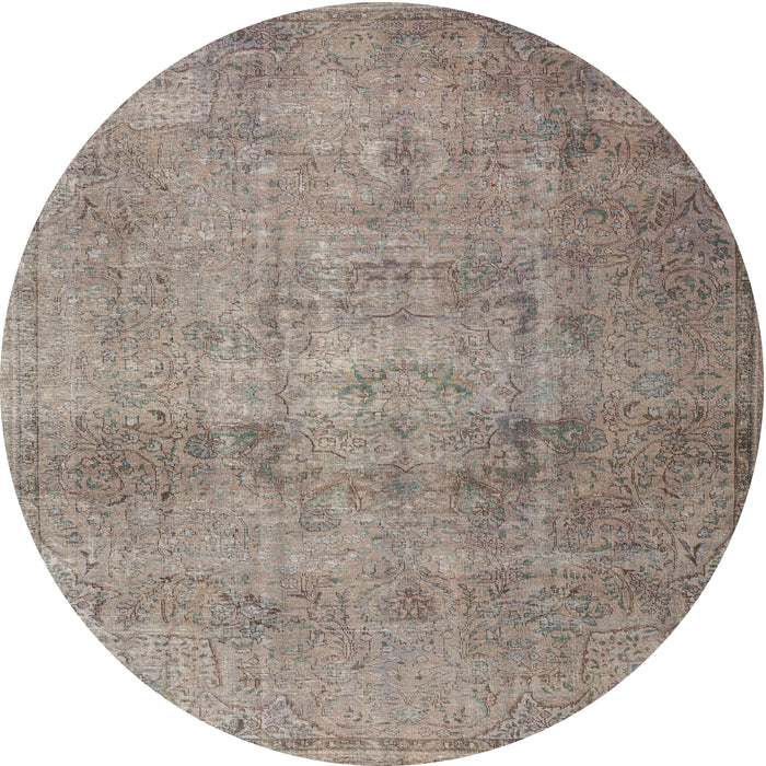 Round Traditional Army Brown Persian Rug, tr3865