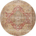 Round Traditional Rust Pink Persian Rug, tr3866