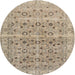 Round Traditional Dark Almond Brown Persian Rug, tr3867