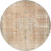 Round Traditional Brown Persian Rug, tr3869