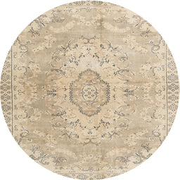 Round Traditional Deep Peach Orange Persian Rug, tr3870