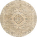 Round Traditional Deep Peach Orange Persian Rug, tr3870