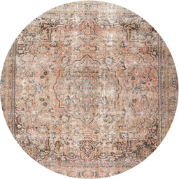 Square Machine Washable Traditional Orange Salmon Pink Rug, wshtr3871