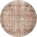 Round Traditional Orange Salmon Pink Persian Rug, tr3871