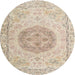 Round Traditional Deep Peach Orange Persian Rug, tr3873