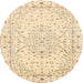 Round Traditional Sun Yellow Persian Rug, tr3875