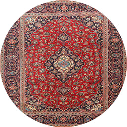 Square Machine Washable Traditional Saffron Red Rug, wshtr3876