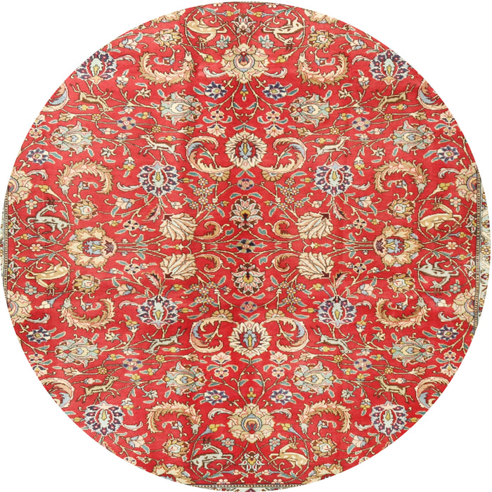 Round Traditional Neon Red Persian Rug, tr3878