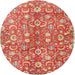 Round Traditional Neon Red Persian Rug, tr3878