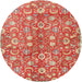 Square Machine Washable Traditional Neon Red Rug, wshtr3878