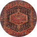 Round Traditional Saffron Red Persian Rug, tr3879