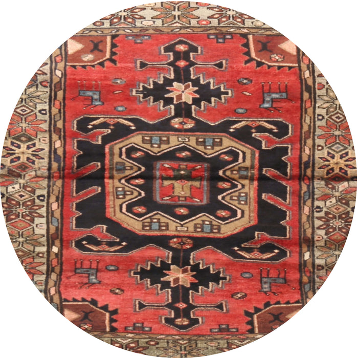 Round Traditional Orange Brown Persian Rug, tr3882