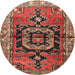 Round Traditional Orange Brown Persian Rug, tr3882