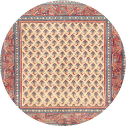 Round Traditional Copper Red Pink Persian Rug, tr3883