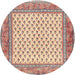 Round Traditional Copper Red Pink Persian Rug, tr3883