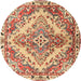 Square Machine Washable Traditional Chestnut Red Rug, wshtr3884