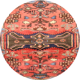 Round Traditional Sunrise Orange Animal Rug, tr3886