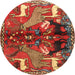 Round Traditional Bronze Brown Animal Rug, tr3888