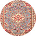 Round Traditional Orange Medallion Rug, tr3889