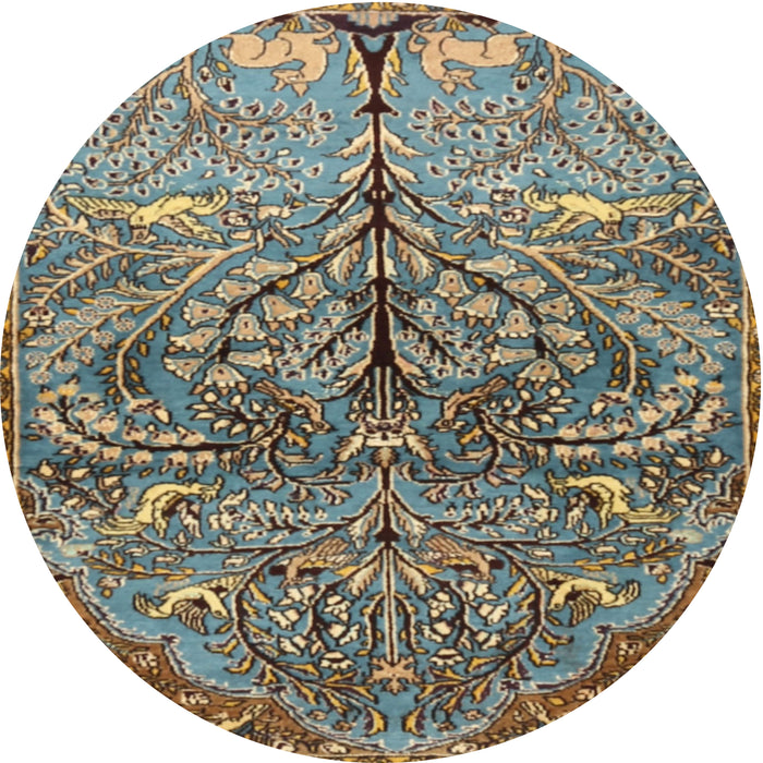 Round Traditional Reddish Brown Persian Rug, tr3891