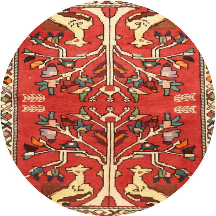 Square Machine Washable Traditional Red Rug, wshtr3895