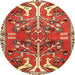 Square Machine Washable Traditional Red Rug, wshtr3895