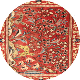 Square Machine Washable Traditional Neon Red Rug, wshtr3896