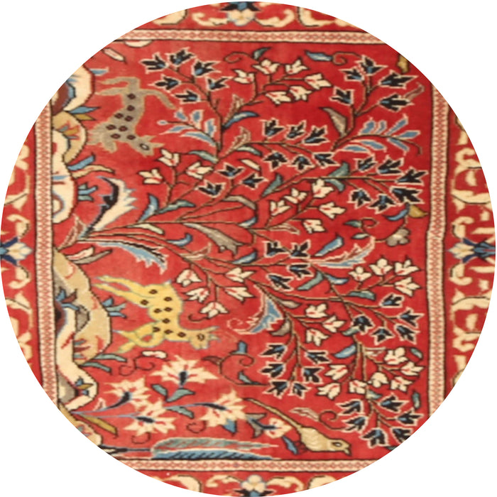 Square Machine Washable Traditional Neon Red Rug, wshtr3896