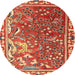 Round Traditional Neon Red Persian Rug, tr3896